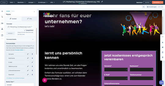 HubSpot Landing-Page Editor