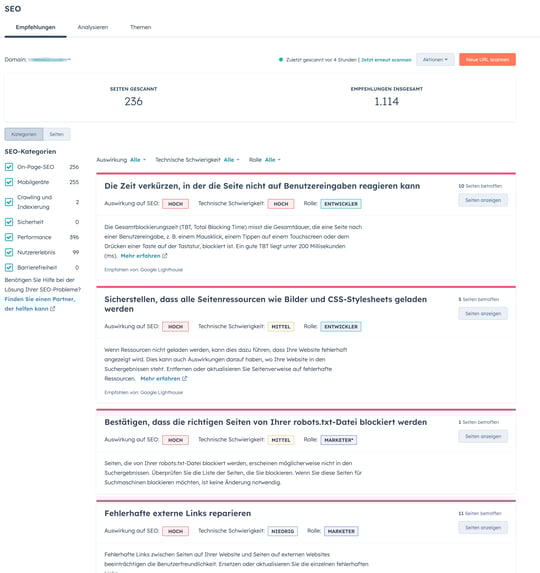 HubSpot SEO Scanner