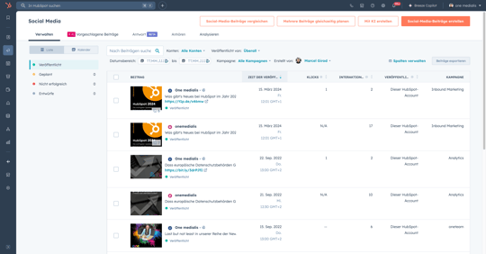 HubSpot Social Media Tool