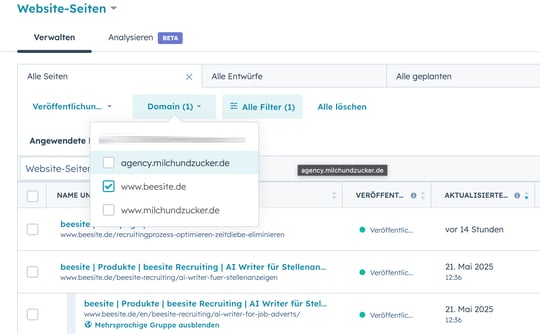 HuibSpot Multi-Sites Domains