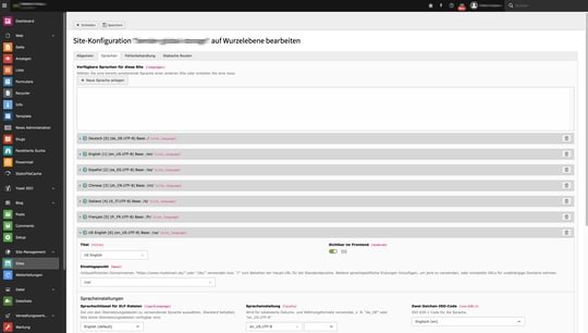 TYPO3 Site Management mit Sprachen