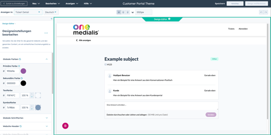 HubSpot Service Hub Ticket Kundenportal Editor