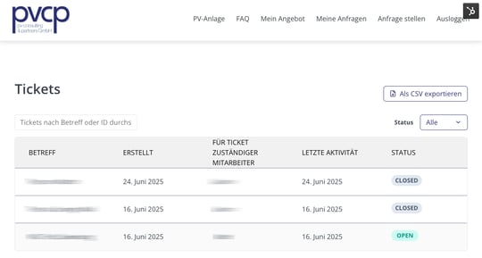 Ticket-Bereich Kundenportal HubSpot Service Hub