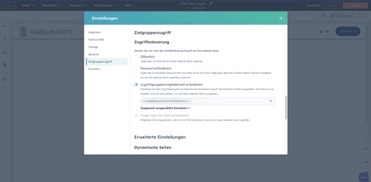 Zugriffsgruppen auf Seiten einstellen im HubSpot Content Hub Pro